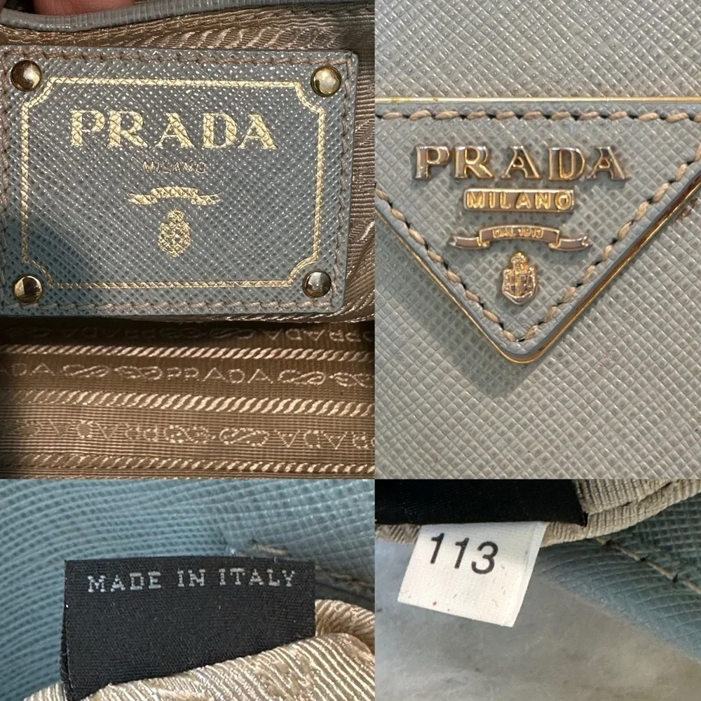 💯Authentic Prada Light Blue Safiano Leather Tote Bag🍀
